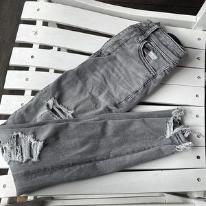 ☀️American Eagle Mom Jeans Size 00 Short Charcoal Ash